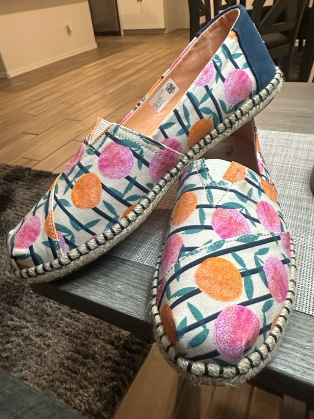 Toms Women's Canvas Espadrilles in Pink & Orange Fruit Print